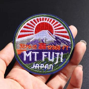 Гора Фудзи, Япония Размер: 7x7 см, тканевая нашивка, Вышитая аппликация, наклейки для шитья одежды, аксессуары для одежды, значки - Изображение 2  