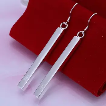 Горячие серьги из стерлингового серебра 925 пробы, высококачественные модные украшения, длинные геометрические серьги для женщин, подарки - Изображение 1  