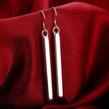 Горячие серьги из стерлингового серебра 925 пробы, высококачественные модные украшения, длинные геометрические серьги для женщин, подарки - Изображение 2  