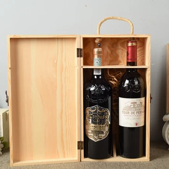 Двойная деревянная коробка для вина, Коробка для упаковки красного вина, Переносная коробка для хранения - Изображение 1  