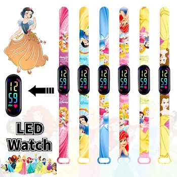 Детские цифровые часы Disney Princess Frozen Figure Elsa, Мультяшные сенсорные водонепроницаемые электронные детские часы, подарки на День рождения, Игрушки - Изображение 1  