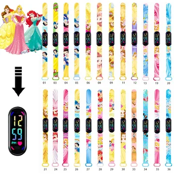 Детские цифровые часы Disney Princess Frozen Figure Elsa, Мультяшные сенсорные водонепроницаемые электронные детские часы, подарки на День рождения, Игрушки - Изображение 2  