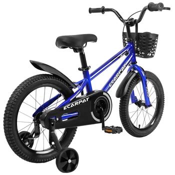 Детский велосипед 14/16 дюймов для мальчиков и девочек 3-12 лет с тренировочными колесами, детский велосипед для фристайла с колокольчиком, корзиной и крылом. - Изображение 2  