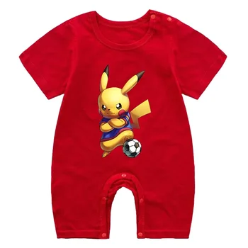 Детский цельный комбинезон Pikachu с короткими рукавами и мультяшным принтом на плоской подошве - лучший подарок для ребенка в Pikachu - Изображение 2  
