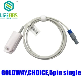 для Goldway, Choice, 5-контактный монитор для одного пациента, зажим для пальцев ребенка, зажим для ушей, силиконовый длинный кабель, многоразовый кислородный датчик Spo2 многоразового использования - Изображение 1  