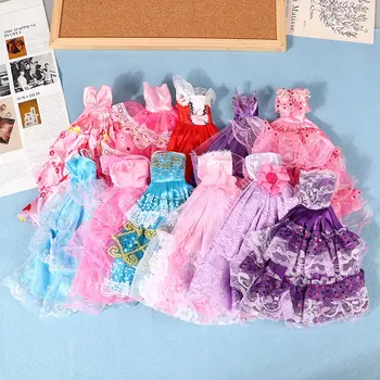 Для кукольной одежды длиной 30 см, юбка с шлейфом, платье принцессы, вечернее платье, свадебное платье, Аксессуары для декора кукол, игрушки для притворства для девочек - Изображение 2  