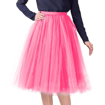 Женская винтажная юбка из тюля, однотонные короткие юбки-пачки средней длины, Модная балетная танцевальная одежда для взрослых, Праздничный костюм, бальное платье, Мини-юбка, Лето - Изображение 1  
