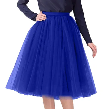 Женская винтажная юбка из тюля, однотонные короткие юбки-пачки средней длины, Модная балетная танцевальная одежда для взрослых, Праздничный костюм, бальное платье, Мини-юбка, Лето - Изображение 2  