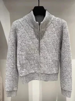 Женская осенне-зимняя одежда для гольфа, теплый и ветрозащитный вязаный свитер, куртка, ветровка - Изображение 1  