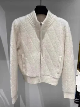 Женская осенне-зимняя одежда для гольфа, теплый и ветрозащитный вязаный свитер, куртка, ветровка - Изображение 2  