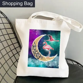 Женская сумка Для Покупок Flamingo Sakura Flower Kawaii Bag Harajuku Для Покупок, Холщовая Сумка Для Покупок, Женская сумка-Тоут на плечо, Женская сумка - Изображение 1  