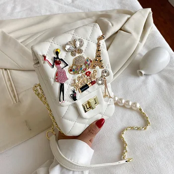 Женские диагональные сумки через плечо 2023, новая маленькая сумка для мобильного телефона, мини-сумка из искусственной кожи, брендовая сумка-ромб через плечо и кошелек - Изображение 1  