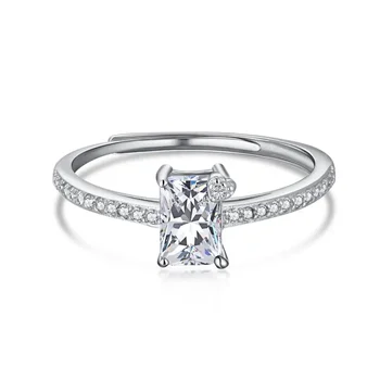 Женское кольцо из стерлингового серебра S925, инкрустированное разноцветным цирконом, с регулируемым освещением, ощущение роскоши для свадьбы - Изображение 1  
