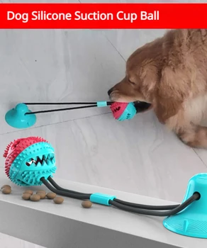 Игрушка с мячом для домашних собак Силиконовая присоска Push Tug Интерактивная игрушка с мячом для собак Чистка зубов Зубная щетка для собак Медленная подача Жевательная игрушка - Изображение 1  