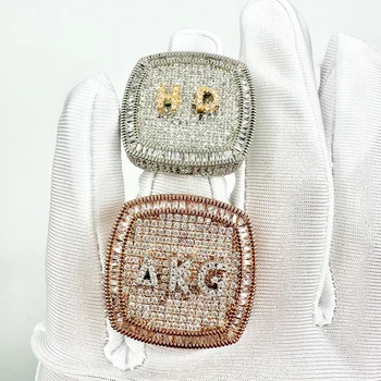 Именные кольца с капельными буквами для женщин, украшенные кубическим цирконием в форме зубцов, ювелирные изделия в стиле хип-хоп - Изображение 2  