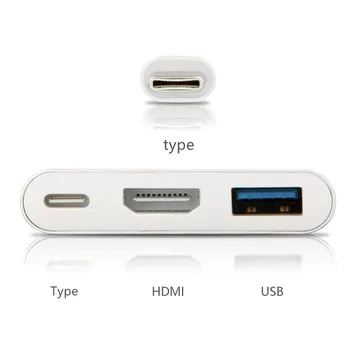 кабель-адаптер type-c к HDMI HD USB3.1 док-станция 3 в 1 typec к hdmi док-станция - Изображение 2  