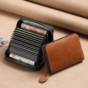 Кожаный держатель, минималистичный кошелек для карт, сумка для карт, кожаный держатель для карт, компактный футляр для карт, мужской кошелек для монет - Изображение 1  