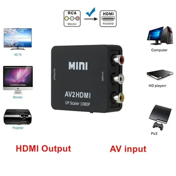 Конвертер, совместимый с AV В HDMI, Конвертер AV В HD-MI Конвертер Mini Composite CVBS в HD AV2HD Video-Конвертер AV2HD Video Converter Box - Изображение 2  