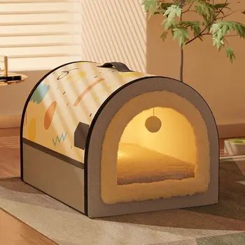 Кошачий домик, туннель, подстилка для домашних животных, полузакрытая, теплая и уютная, для кошек и собак - Изображение 1  