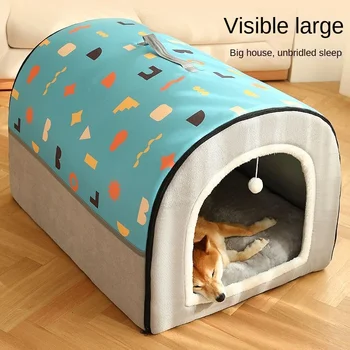 Кошачий домик, туннель, подстилка для домашних животных, полузакрытая, теплая и уютная, для кошек и собак - Изображение 2  