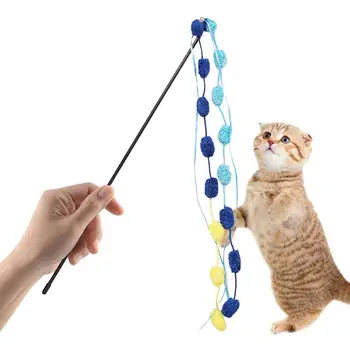 Кошачья палочка из перьев с колокольчиком и красочной кисточкой, Интерактивные Игрушки для кошек, упражнения для охоты на котенка, Товары для домашних животных - Изображение 1  