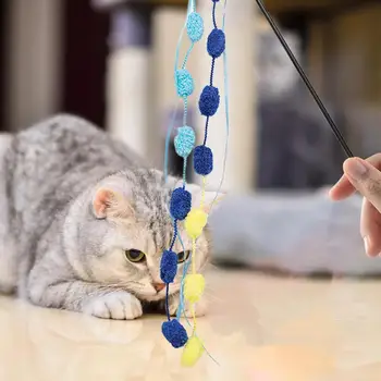 Кошачья палочка из перьев с колокольчиком и красочной кисточкой, Интерактивные Игрушки для кошек, упражнения для охоты на котенка, Товары для домашних животных - Изображение 2  