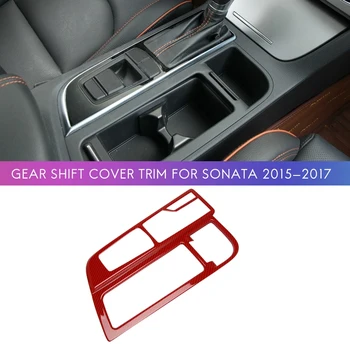 Красная Наклейка с декором крышки переключения передач центральной консоли из углеродного волокна для Hyundai Sonata 2015-2017 - Изображение 1  