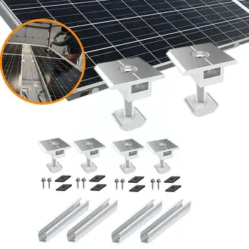 Кронштейны для установки солнечной панели, Рейка, Средний зажим, Солнечный кронштейн, Аксессуары для алюминиевой системы крепления, Комплект для установки на крышу W9K2 - Изображение 2  