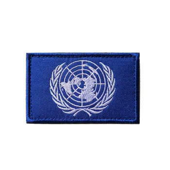 Круглая тактическая нашивка с вышивкой, синий значок Организации Объединенных Наций ЕС, значок 