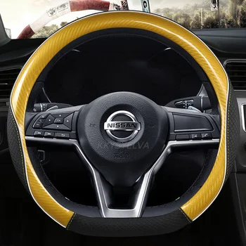 Крышка рулевого колеса автомобиля D-образной формы 38 см, нескользящая искусственная кожа для POLO GOLF 7 Scirocco Suzuki Swift Nissan Rogue, высокое качество - Изображение 2  