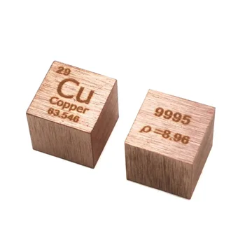 Кубический элемент из меди 10 мм для коллекции периодической таблицы - Изображение 1  