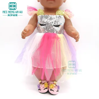Кукольная Одежда, игрушечное детское платье принцессы с блестками, розовое, красное, белое для американской куклы и аксессуары для новорожденных кукол 43 см - Изображение 1  