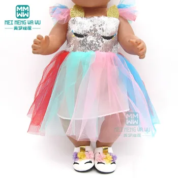Кукольная Одежда, игрушечное детское платье принцессы с блестками, розовое, красное, белое для американской куклы и аксессуары для новорожденных кукол 43 см - Изображение 2  