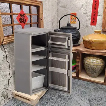 Кукольный домик Миниатюрный Холодильник Кухонная скамейка Холодильник с морозильной камерой Игрушки для кухни Украшения дома Мебельные аксессуары - Изображение 1  