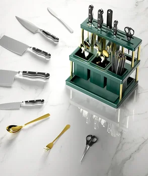Кухонный стеллаж для хранения, Настольный Многофункциональный Набор палочек для еды, Встроенный ящик для хранения, Бытовая Кухня, Отдельный держатель для ножей - Изображение 2  