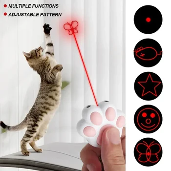 Лазерная проекционная игрушка для кошек, перезаряжаемая через USB Многофункциональная лазерная игрушка для домашних животных, Маленькая кошка, интерактивная забавная игрушка для дрессировки котенка. - Изображение 1  