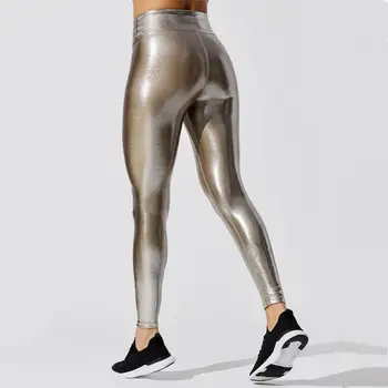 Леггинсы простого дизайна, бронзирующие штаны для йоги с высокой талией, Стильные осенние обтягивающие колготки для женщин, эластичный однотонный карандаш - Изображение 2  