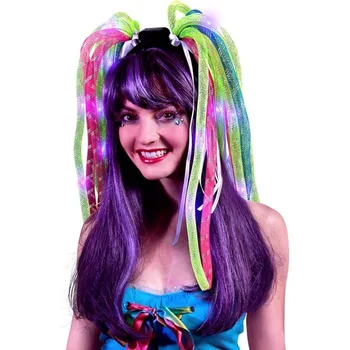 Лента Для волос с мигающими огоньками, светодиодная повязка с лапшой, светящаяся в темноте, обруч для волос для вечеринки Марди Гра - Изображение 1  