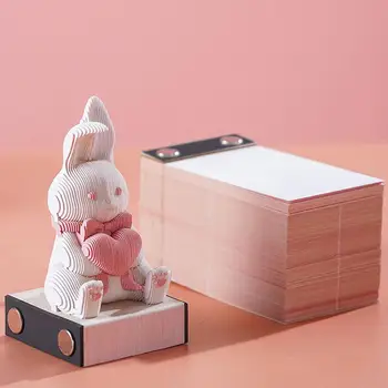 Милый 3D-блокнот с вырезанным из бумаги кроликом, блокнот для заметок, бумажные стикеры, украшения офисного стола, художественные украшения - Изображение 1  