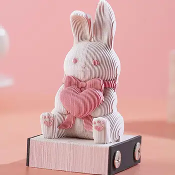 Милый 3D-блокнот с вырезанным из бумаги кроликом, блокнот для заметок, бумажные стикеры, украшения офисного стола, художественные украшения - Изображение 2  