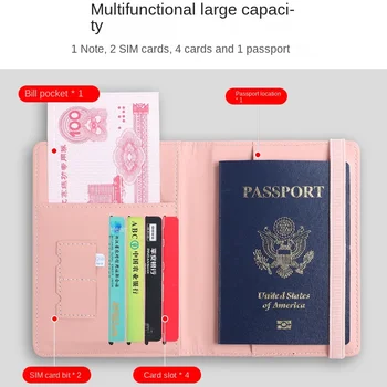 Многофункциональная обложка для паспорта из искусственной кожи с RFID-защитой, Ультратонкая Водонепроницаемая защита для паспорта, кошелек для кредитных ID-карт, держатель для паспорта - Изображение 2  