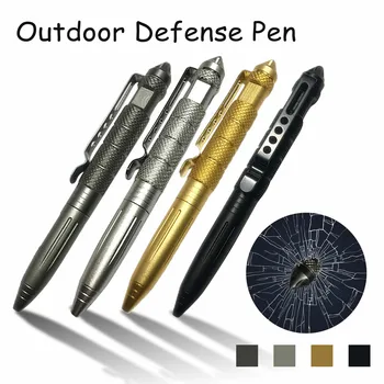 Многофункциональная тактическая ручка Высококачественная алюминиевая противоскользящая портативная ручка для самообороны, инструмент для выживания со стальным стеклом - Изображение 1  