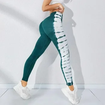 Модные леггинсы для фитнеса с эластичной талией, подтягивающие бедра, с высокой талией, обтягивающие штаны для йоги, Сексуальные повседневные Новые спортивные брюки 30159 - Изображение 1  