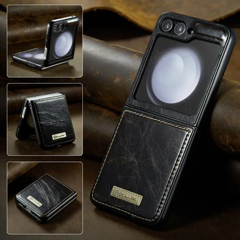 Модный глянцевый тонкий мягкий однотонный кожаный флип-чехол для телефона Samsung Galaxy Z Flip 5, складной чехол для телефона, подарок для влюбленных - Изображение 1  