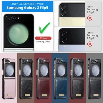 Модный глянцевый тонкий мягкий однотонный кожаный флип-чехол для телефона Samsung Galaxy Z Flip 5, складной чехол для телефона, подарок для влюбленных - Изображение 2  
