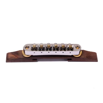 Мостик для джазовой гитары Archtop с золотыми роликовыми седлами Rosewood B-23, Комплектующие для гитары - Изображение 1  