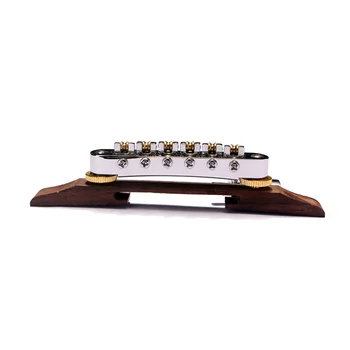 Мостик для джазовой гитары Archtop с золотыми роликовыми седлами Rosewood B-23, Комплектующие для гитары - Изображение 2  