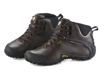 Мужские армейские ботинки из натуральной воловьей кожи, противоскользящие дышащие ботинки для скалолазания, пешего туризма, мужские противоударные армейские ботинки для кемпинга, треккинга - Изображение 1  