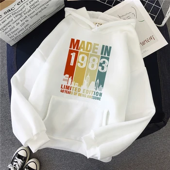Мужские толстовки 1983 года на 40-й день рождения, женский свитер y2k, винтажная уличная одежда, аниме hoddies Hood, женские толстовки в корейском стиле - Изображение 1  