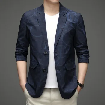 Мужской камуфляжный пиджак с длинными рукавами, модный повседневный тренд, корейская версия - Изображение 1  